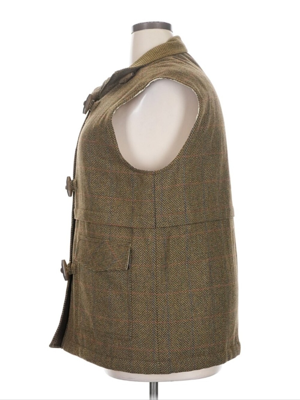 Yerse Barcelona Wool Blend Herringbone Toggle Vest XXL Olive Country Heritage - Picture 5 of 9